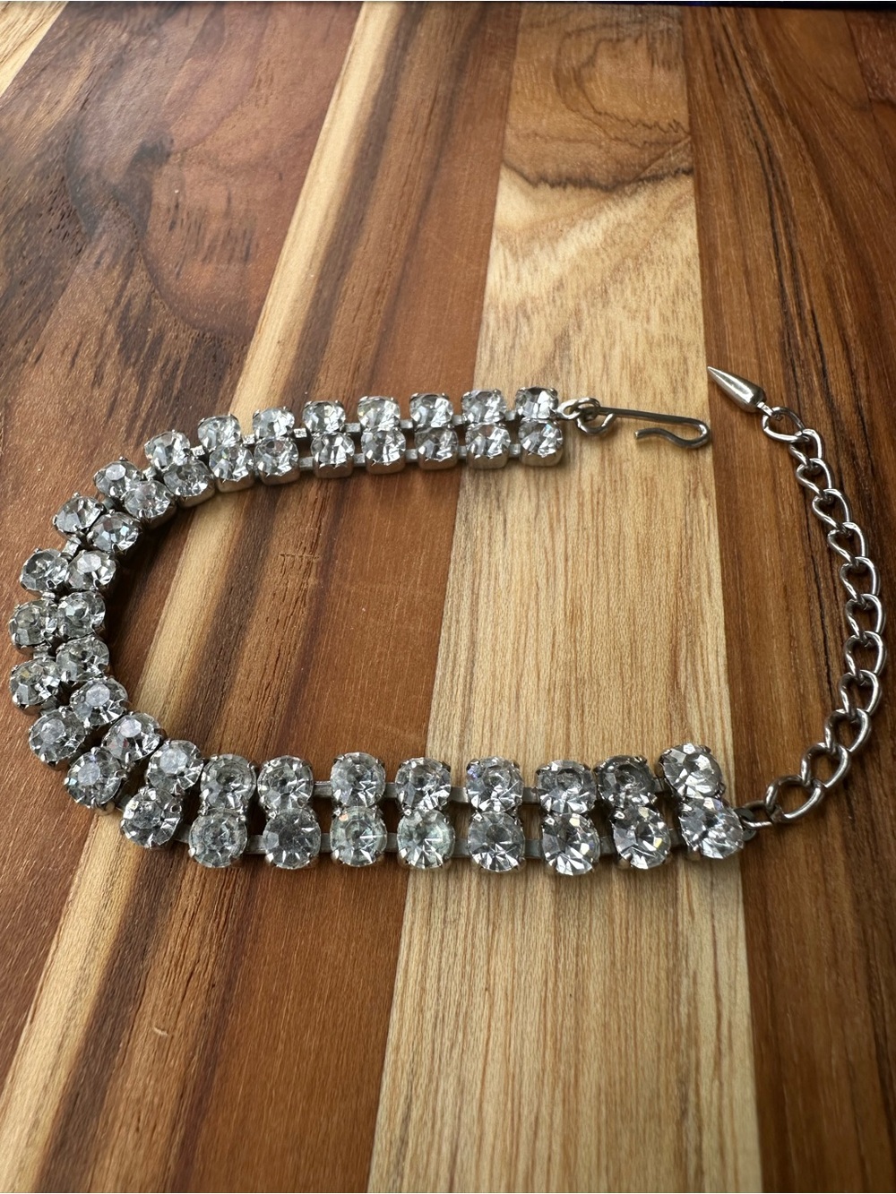 Vintage Crystal Rhinestone Bracelet - Silver Tone